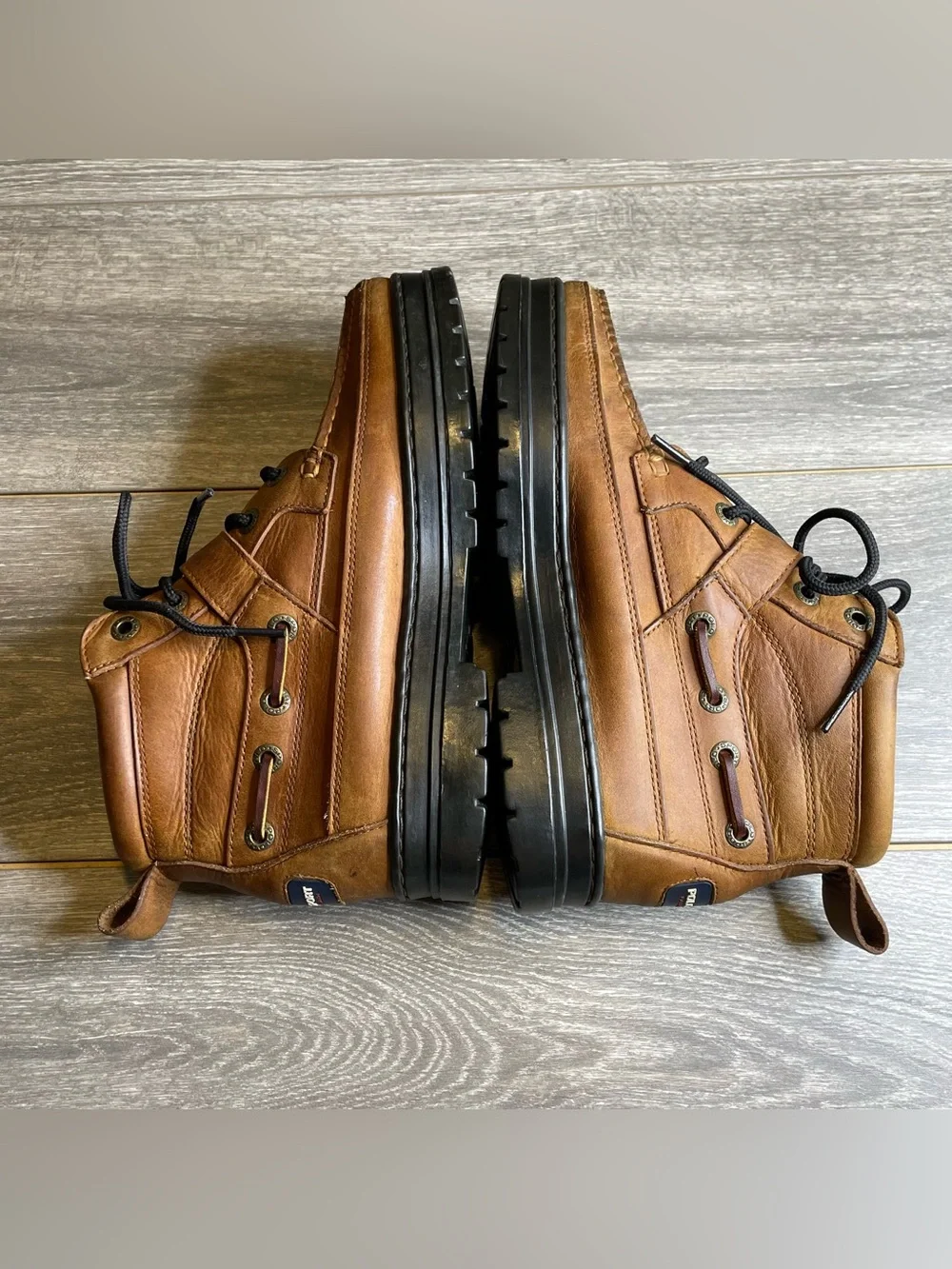 Vintage Polo Sport Ralph Lauren Leather Ankle Boots Buckle Strap Mens Size 9D